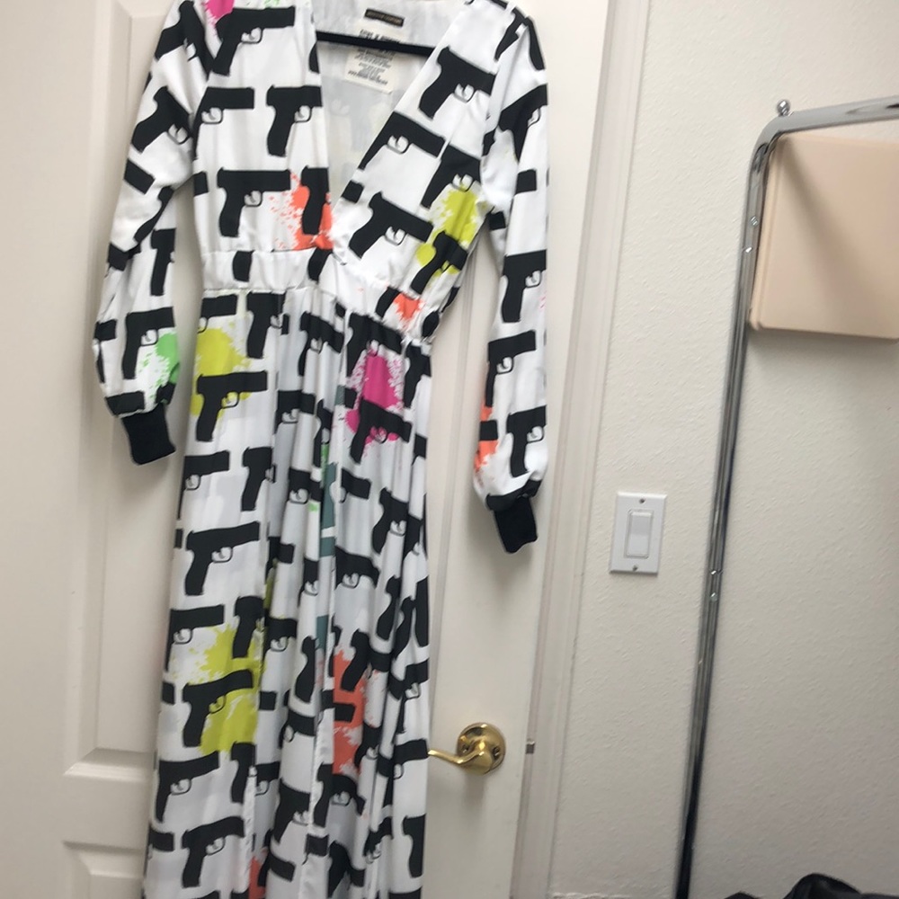 Obscure couture silk long dress with leg slip